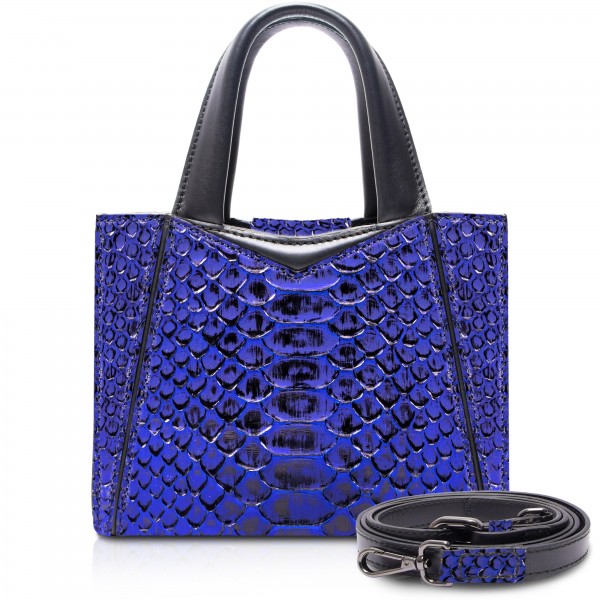 Ammoment - Vesper Bag Large in Python - NYX Blue - Luxury High Quality Leather Bag