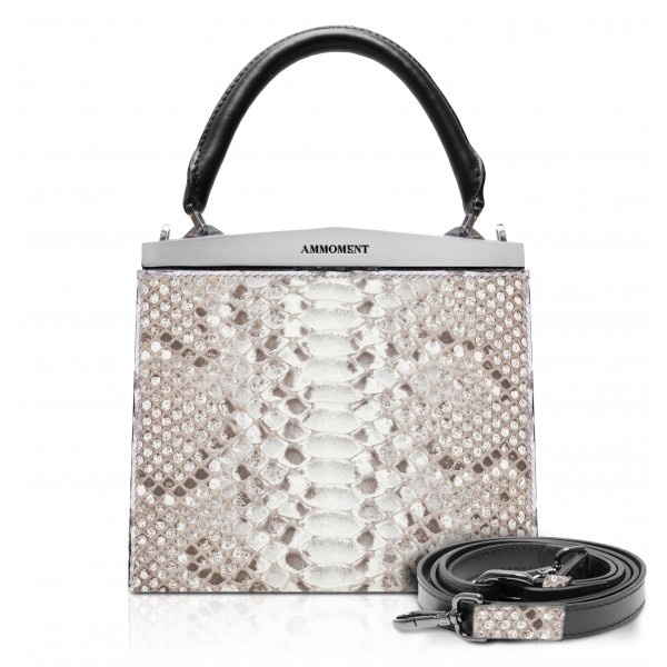 Ammoment - Jena Handbag Small in Pitone - Roccia - Borsa in Pelle di Alta Qualità Luxury