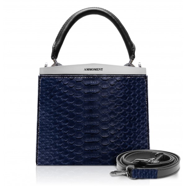 Ammoment - Jena Handbag Small in Pitone - Navy - Borsa in Pelle di Alta Qualità Luxury