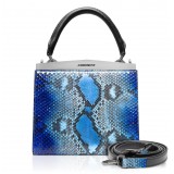 Ammoment - Jena Handbag Small in Python - Alien Blue - Luxury High Quality Leather Bag
