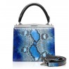 Ammoment - Jena Handbag Small in Pitone - Alien Blu - Borsa in Pelle di Alta Qualità Luxury