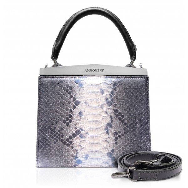 Ammoment - Jena Handbag Small in Python - Baikal Blue - Luxury High Quality Leather Bag