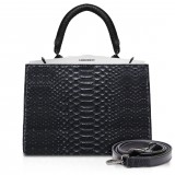 Ammoment - Jena Handbag Large in Python - Black - Luxury High Quality Leather Bag