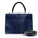 Ammoment - Jena Handbag Large in Python - Navy - Luxury High Quality Leather Bag