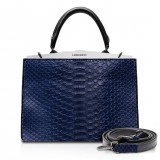 Ammoment - Jena Handbag Large in Python - Navy - Luxury High Quality Leather Bag