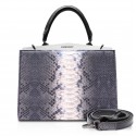 Ammoment - Jena Handbag Large in Python - Baikal Blue - Luxury High Quality Leather Bag
