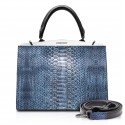 Ammoment - Jena Handbag Large in Python - Moxi Black - Luxury High Quality Leather Bag
