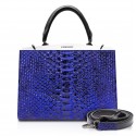 Ammoment - Jena Handbag Large in Python - NYX Blue - Luxury High Quality Leather Bag