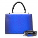 Ammoment - Jena Handbag Large in Python - Petale Blue - Luxury High Quality Leather Bag