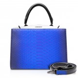 Ammoment - Jena Handbag Large in Pitone - Blu Petalo - Borsa in Pelle di Alta Qualità Luxury