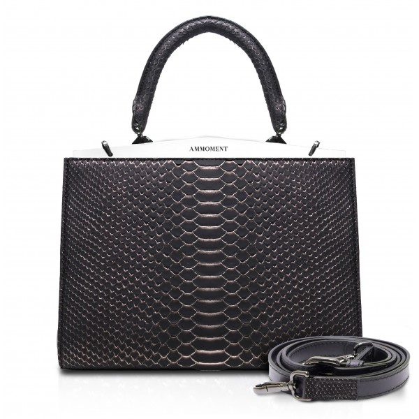 Ammoment - Jena Handbag Large in Python - Pepite Rose - Luxury High Quality Leather Bag