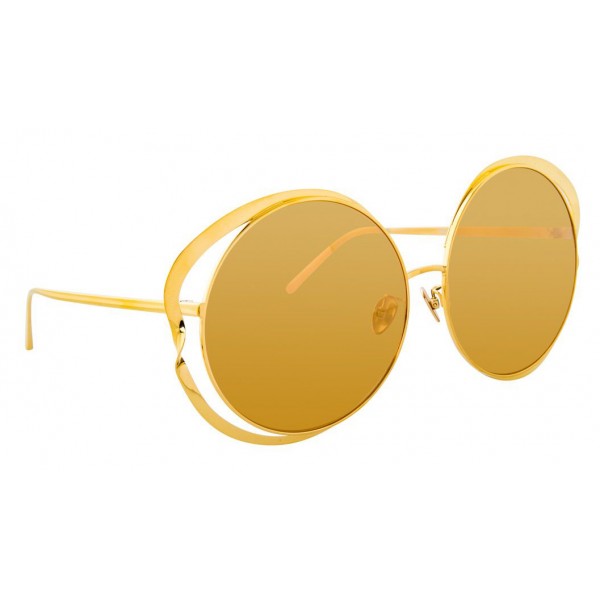 Linda Farrow - Occhiali da Sole Rotondi 660 C1 - Oro Giallo - Linda Farrow Eyewear