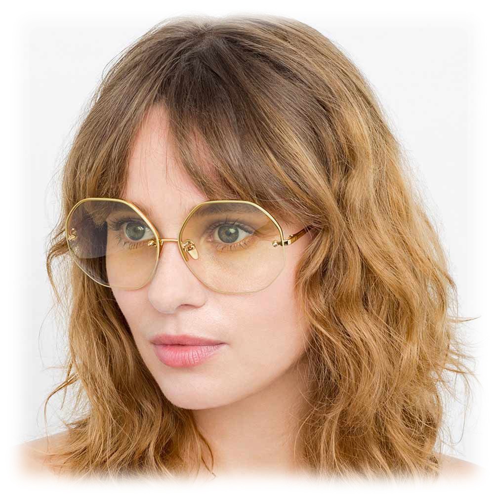 Linda Farrow 567 C8 Oversized Sunglasses Yellow Gold Linda Farrow Eyewear Avvenice