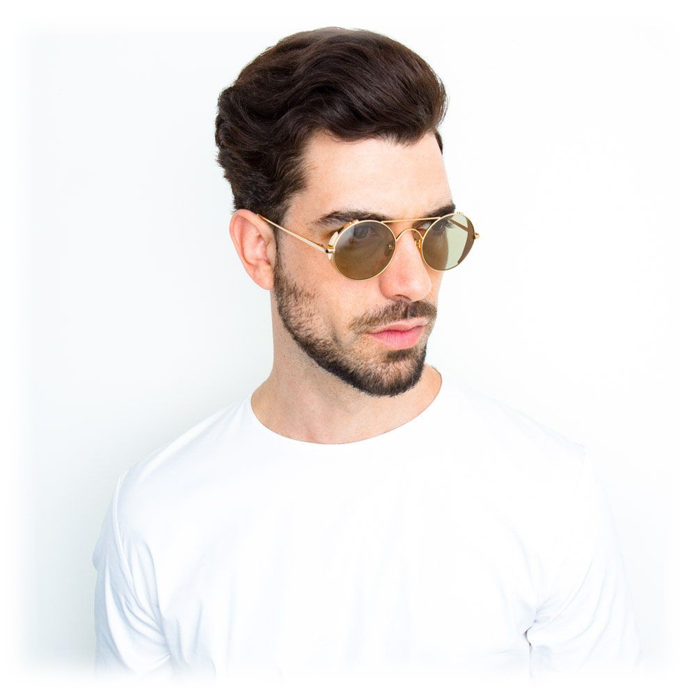 Luis Oval Sunglasses in Light Gold and Brown (Men's)