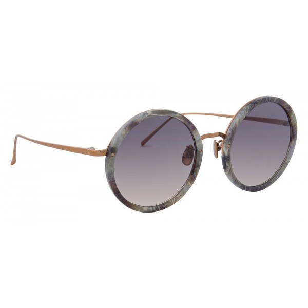 Linda Farrow - Occhiali da Sole Rotondi 239 C50 - Marmo Grigio - Linda Farrow Eyewear