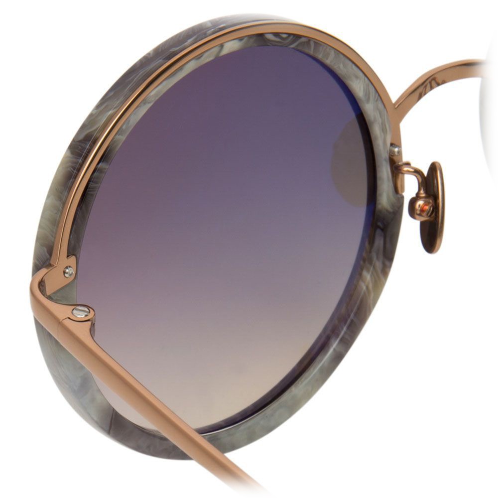 Linda Farrow - 239 C50 Round Sunglasses - Grey Marble - Linda Farrow Eyewear  - Avvenice