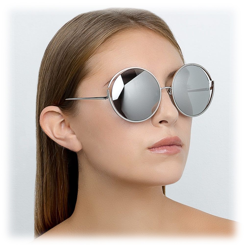 Linda Farrow 680 C2 Round Sunglasses White Gold Linda Farrow Eyewear Avvenice