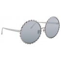 Linda Farrow - Occhiali da Sole Rotondi 662 C2 - Oro Bianco - Linda Farrow Eyewear