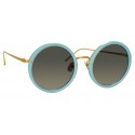 Linda Farrow - Occhiali da Sole Rotondi 239 C70 - Blu Porcellana - Linda Farrow Eyewear