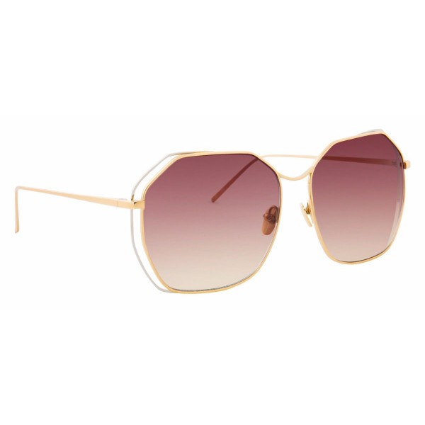 Linda Farrow - 350 C15 Oversized Sunglasses - White & Yellow Gold - Linda Farrow Eyewear