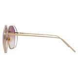 Linda Farrow - 350 C15 Oversized Sunglasses - White & Yellow Gold - Linda Farrow Eyewear