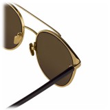 Linda Farrow - 421 C5 Browline Sunglasses - Yellow Gold - Linda Farrow Eyewear - Karlie Kloss - Alessandra Ambrosio - Official