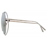 Linda Farrow - Occhiali da Sole Rotondi 659 C2 - Oro Bianco - Linda Farrow Eyewear