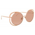 Linda Farrow - Occhiali da Sole Rotondi 659 C3 - Oro Rosa - Linda Farrow Eyewear