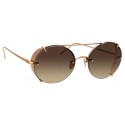 Linda Farrow - Occhiali da Sole Ovali 730 C7 - Oro Rosa - Linda Farrow Eyewear