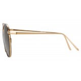 Linda Farrow - 704 C4 Oval Sunglasses - Yellow Gold and Tortoiseshell - Linda Farrow Eyewear