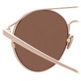 Linda Farrow - Occhiali da Sole Ovali 825 C3 - Oro Rosa - Linda Farrow Eyewear