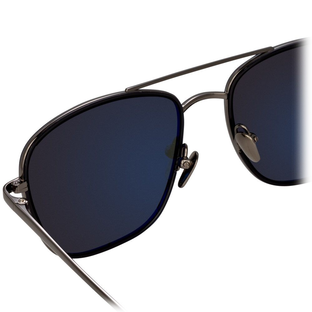 Linda Farrow - 559 C6 Aviator Sunglasses - Nickel & Black - Linda ...