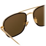 Linda Farrow - Occhiali da Sole Aviator 703 C1 - Oro Giallo e Nero - Linda Farrow Eyewear