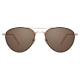 Linda Farrow - Occhiali da Sole Aviator 739 C8 - Oro Rosa e Tartaruga - Linda Farrow Eyewear