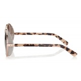 Jimmy Choo - Andie - Shaded Mirror Gold Round Sunglasses with Gold Silver Crystal Fabric - Sunglasses - Jimmy Choo Eyewear