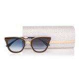 Jimmy Choo - Lory - Blue and Gold Cat-Eye Sunglasses with Mirror Lenses - Sunglasses - Jimmy Choo Eyewear