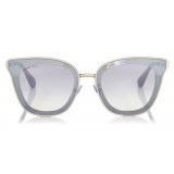 Jimmy Choo - Lory - Light Gold Cat-Eye Sunglasses with Mirror Lenses - Sunglasses - Jimmy Choo Eyewear