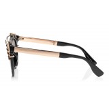 Jimmy Choo - Vivy - Black and Gold Round Framed Sunglasses with Detachable Jewel Clip On - Sunglasses - Jimmy Choo Eyewear