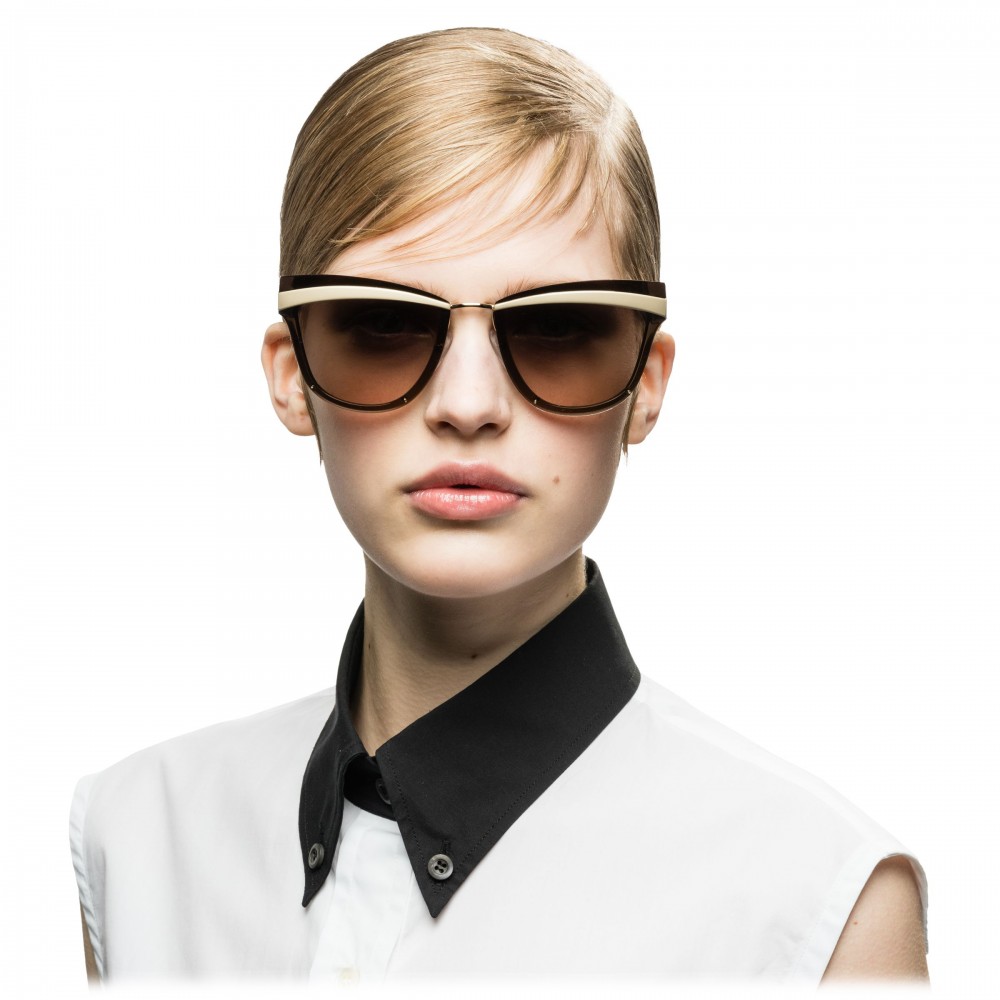 Prada - Prada Cinéma - Pale Rose Gold Sand Cat Eye Sunglasses - Prada ...