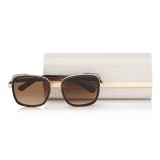 Jimmy Choo - Elva - Black and Gold Metal Oversized Sunglasses with Crystal Fabric Detailing - Sunglasses - Jimmy Choo Eyewear