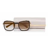 Jimmy Choo - Elva - Black and Rose Gold Oversized Sunglasses with Leopard Leather Detailing - Sunglasses - Jimmy Choo Eyewear