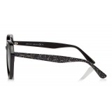 Jimmy Choo - Mace - Black Rounded Acetate Sunglasses with Glitter Detailing - Sunglasses - Jimmy Choo Eyewear