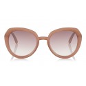 Jimmy Choo - Mace - Opal Nude Acetate Rounded Sunglasses with Glitter Detailing - Sunglasses - Jimmy Choo Eyewear