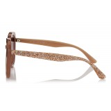 Jimmy Choo - Mace - Opal Nude Acetate Rounded Sunglasses with Glitter Detailing - Sunglasses - Jimmy Choo Eyewear