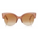 Jimmy Choo - Pryia - Nude Acetate Oval Frame Sunglasses with Glitter Detailing - Sunglasses - Jimmy Choo Eyewear