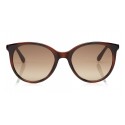 Jimmy Choo - Erie - Brown Havana Oversized Sunglasses with Metal Plexi Glitter - Sunglasses - Jimmy Choo Eyewear
