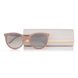 Jimmy Choo - Erie - Nude Oversized Sunglasses with Metal Plexi Glitter - Sunglasses - Jimmy Choo Eyewear