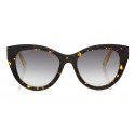 Jimmy Choo - Chana - Havana Acetate Cat-Eye Sunglasses with Rose Gold Chain Metal Detailing - Sunglasses - Jimmy Choo Eyewear