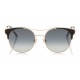 Jimmy Choo - Lue - Copper Gold Metal Cat-Eye Sunglasses with Black Leather Detailing - Sunglasses - Jimmy Choo Eyewear