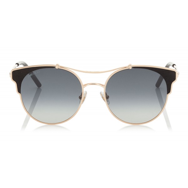Jimmy Choo - Lue - Copper Gold Metal Cat-Eye Sunglasses with Black ...